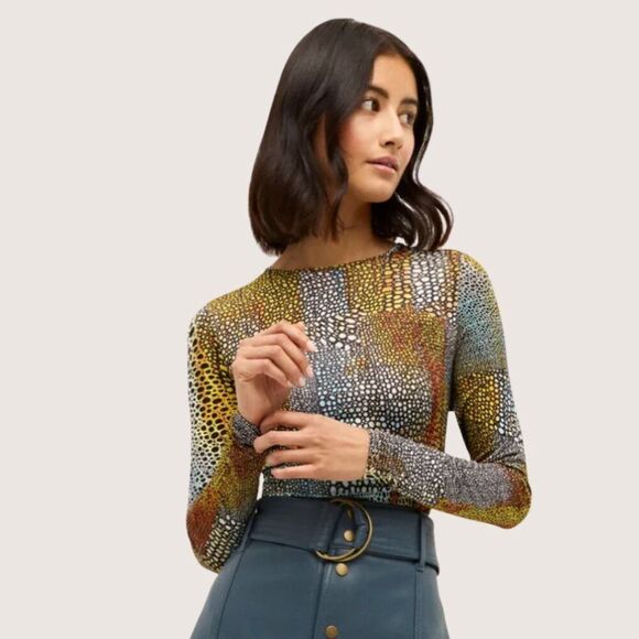 Marie Oliver Hazel Long-Sleeved Second Skin Top in Komodo NWT - Picture 2 of 3